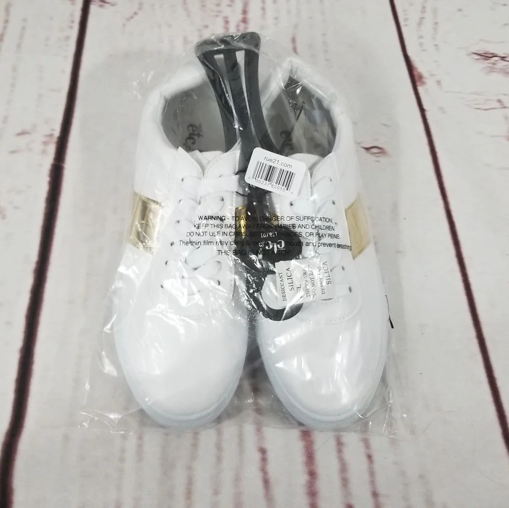 Gold Metallic Striped Sneakers - Picture 4 of 5